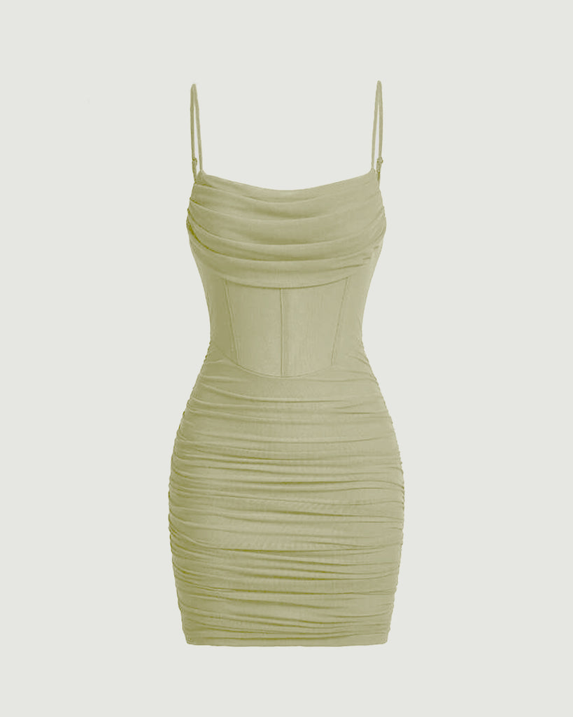 Green Ruched Midi Dress