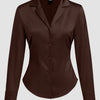 Satin Collared Button Down Full Sleeve Shirt in Brown