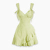 Solid A-Line Mini Ruffle Hem Dress Lime Green