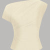 One Shoulder Ruched Asymmetrical Top in Beige