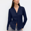 Navy Blue Satin Collared Full Sleeve Shirt