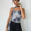 Abstract Print Halter Tie Tube Top