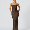 Sleeveless Fitted Maxi Dress in Brown