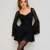 Sweetheart Neck Lace Fit & Flare Dress in Black
