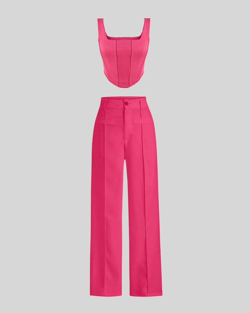 Barbie Movie Inspired Pink Corset Style Top With Trouser