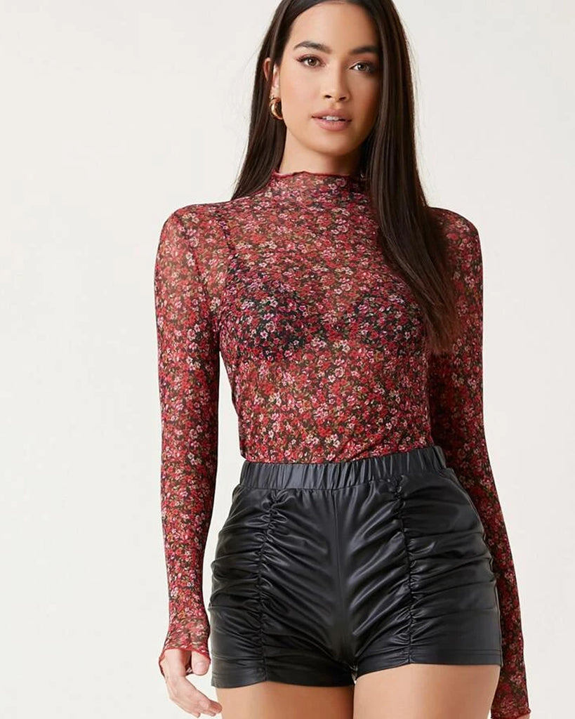 Front view of floral printed tops