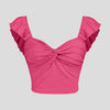 Solid Hot Pink Ruched Bust Crop Tee