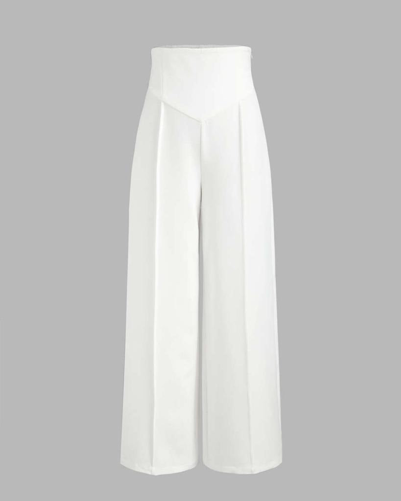 White High Waist Trousers - Buy White High Waist Trousers online in India