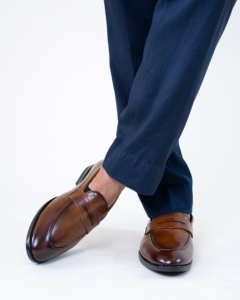 Brown slip on formal shoes