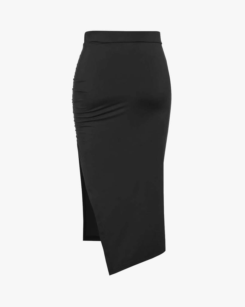 High waist side split skirts in black