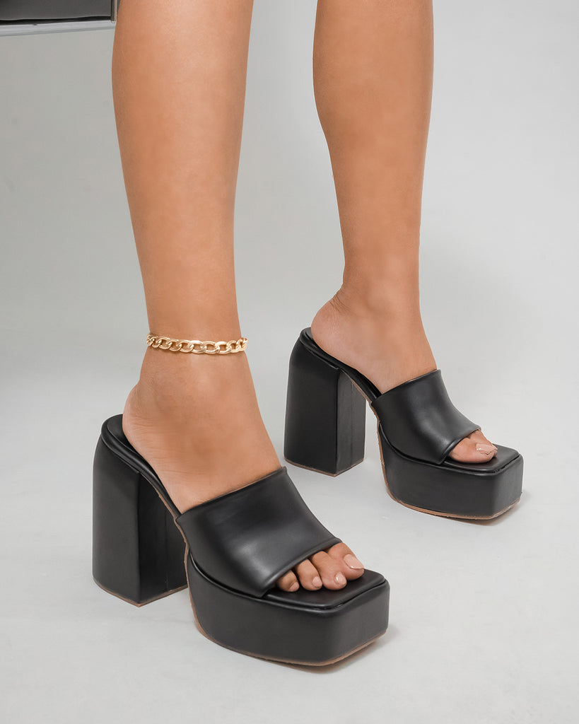 Black platform heel