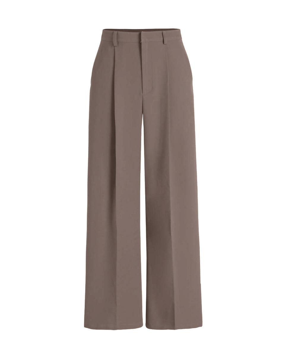 New Nostalgia Pleated Wide Leg Tailored Pants In Cappucino – Littlebox ...