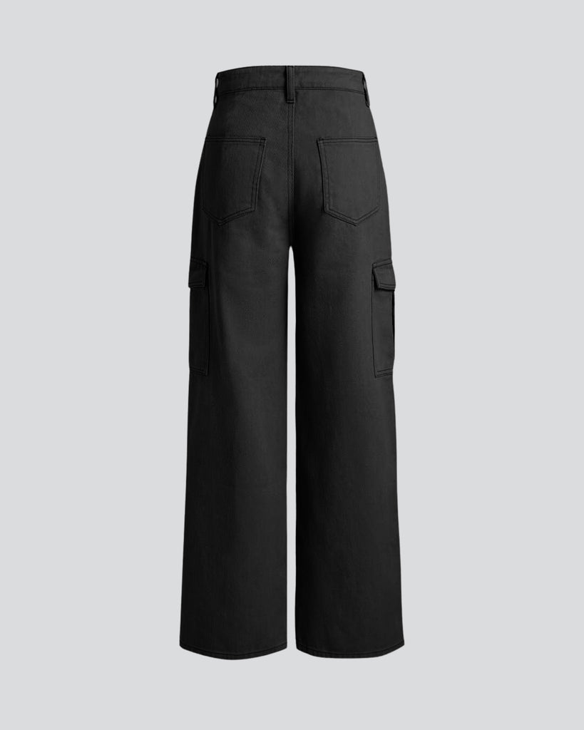 Back view of black Color cargo pants