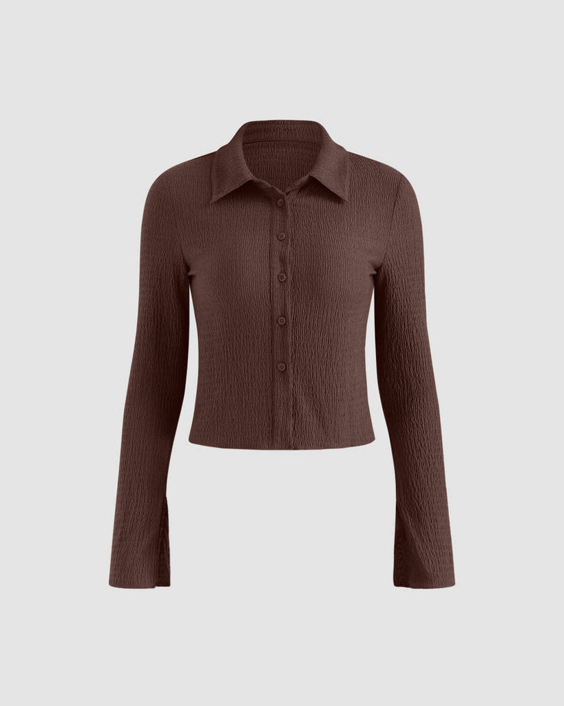 Congo Brown Long Sleeve Textured Shirt