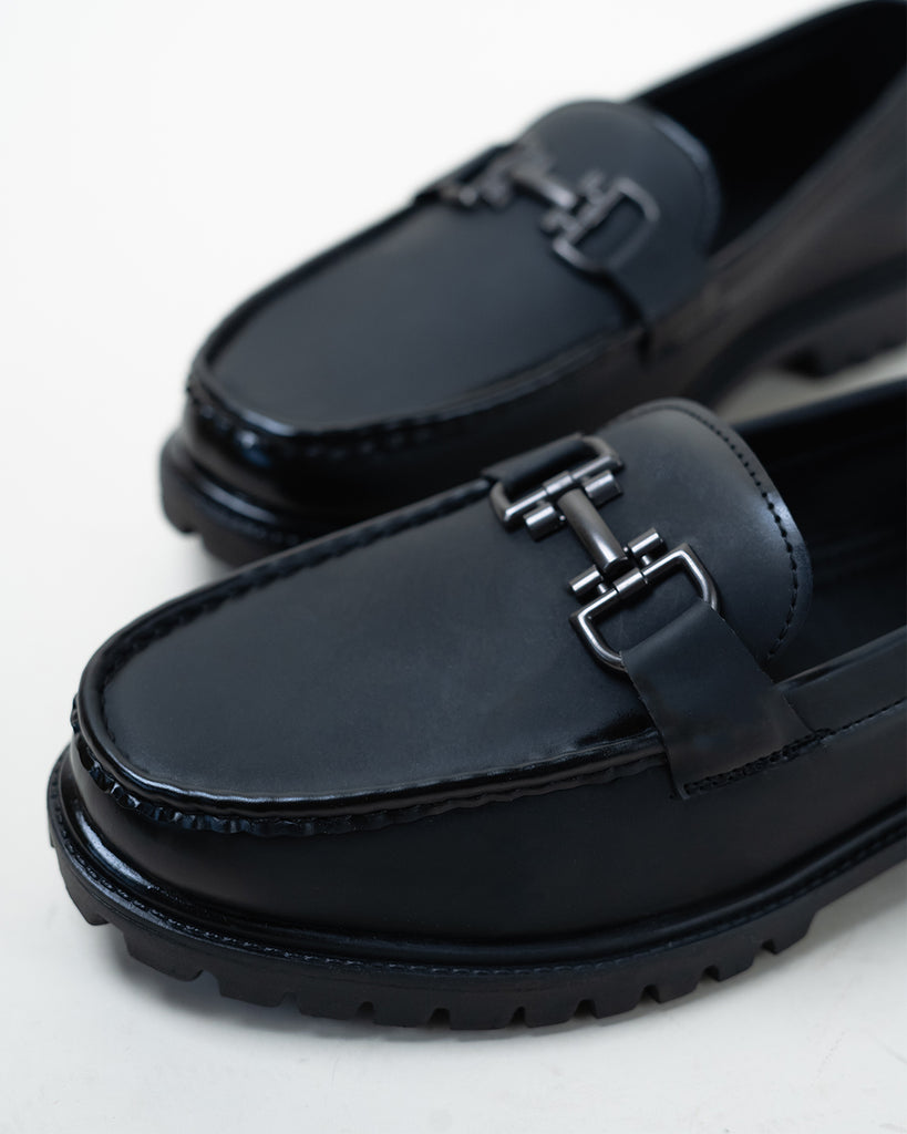 solid black loafers for men