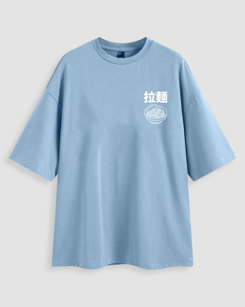 Hand Pulled Noodles Print Oversized T-shirt In Blue