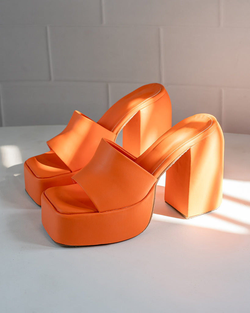 orange platform heel