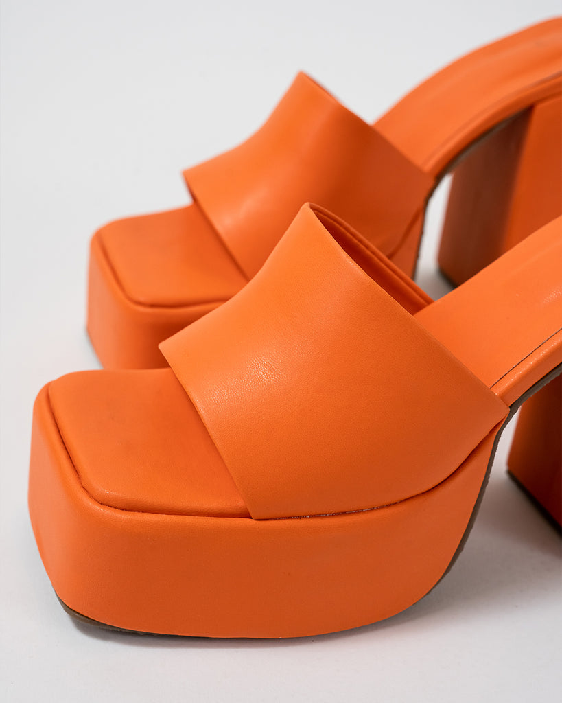 orange platform heel