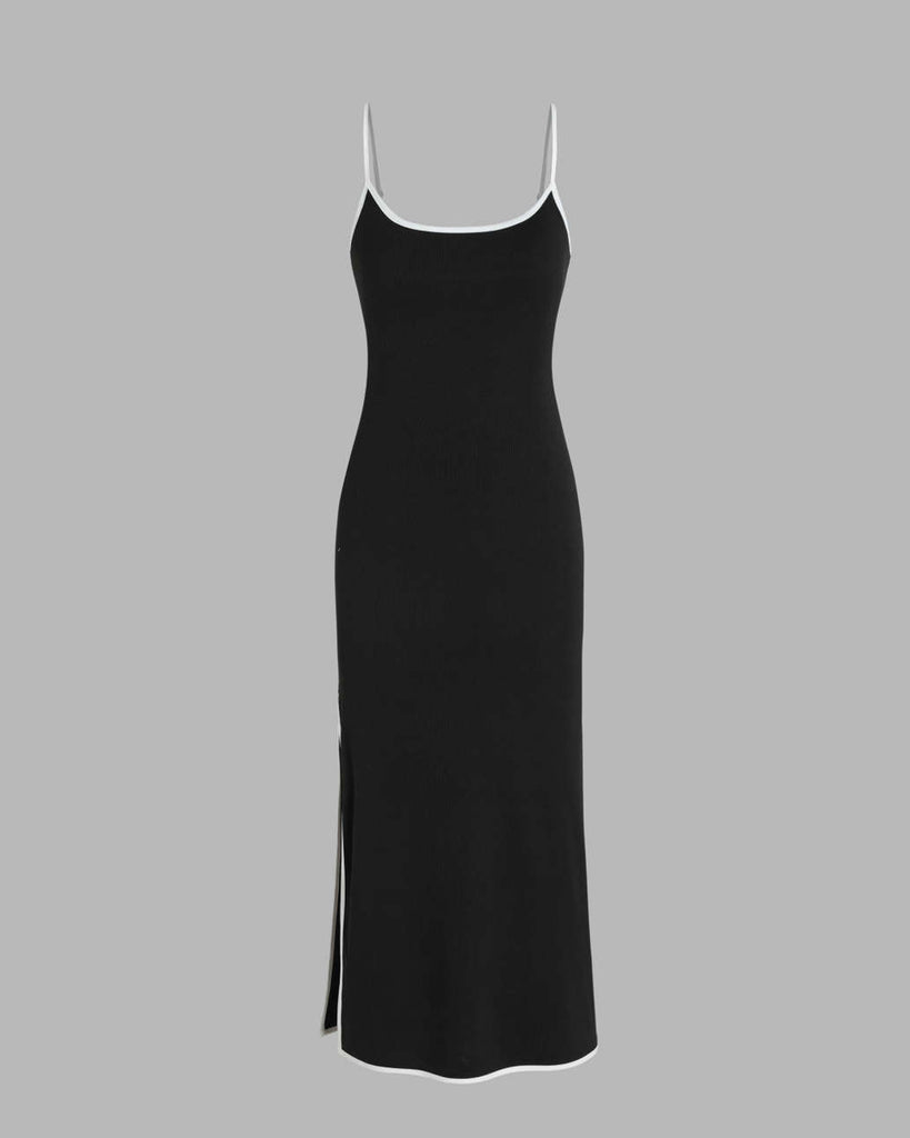 Black Sleeveless Cami Bodycon Dress with contrast Binding