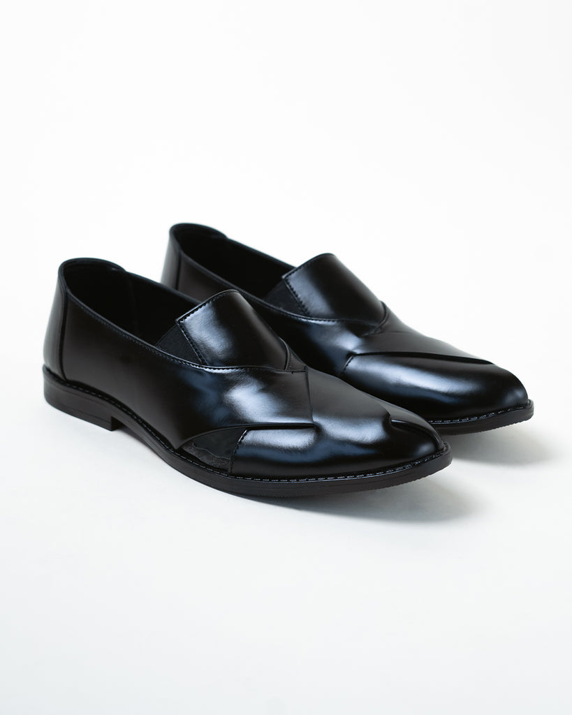 black glossy formal shoes