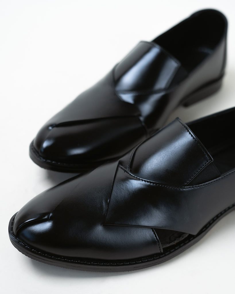 black glossy formal shoes