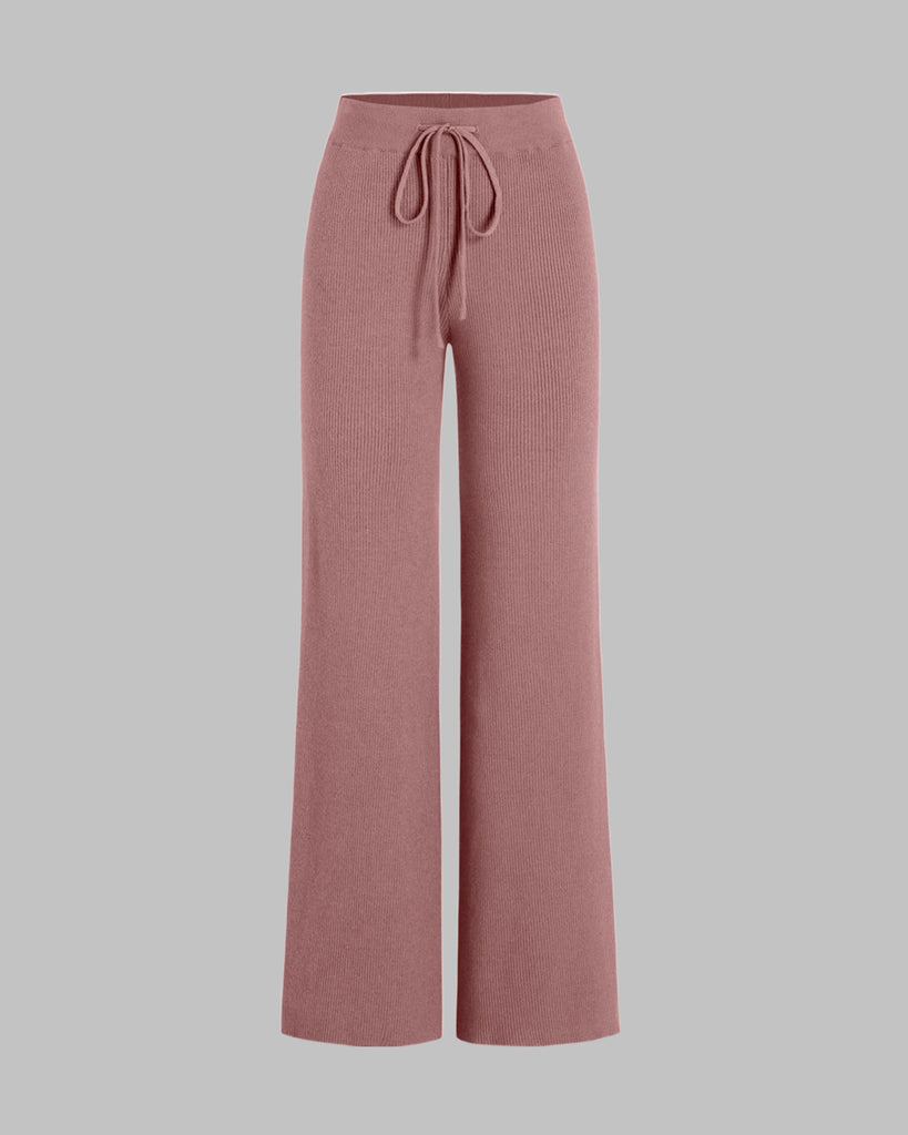 Oriental Pink Ribbed Wide Leg Trousers