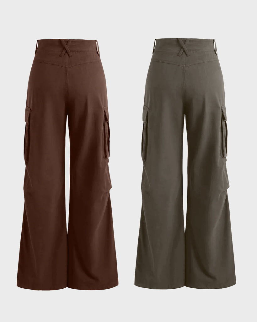 combo cargo pants in brown and grey