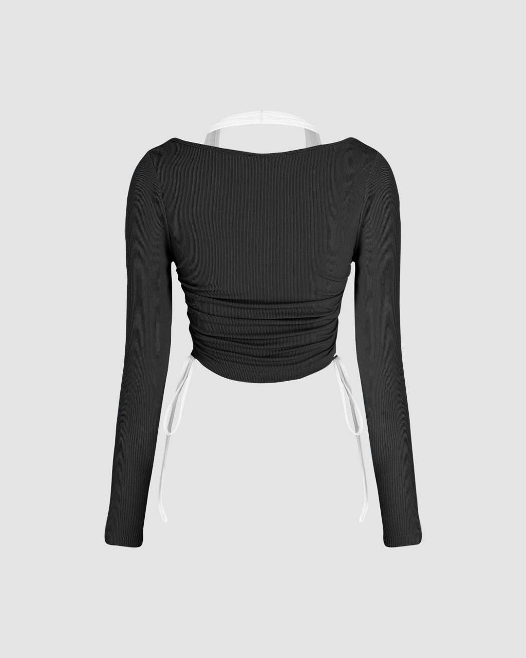 Two Tone Tie Up Casual Ribbed Top In Black & White – Littlebox India