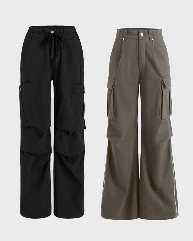 Combo cargo pants in black and grey