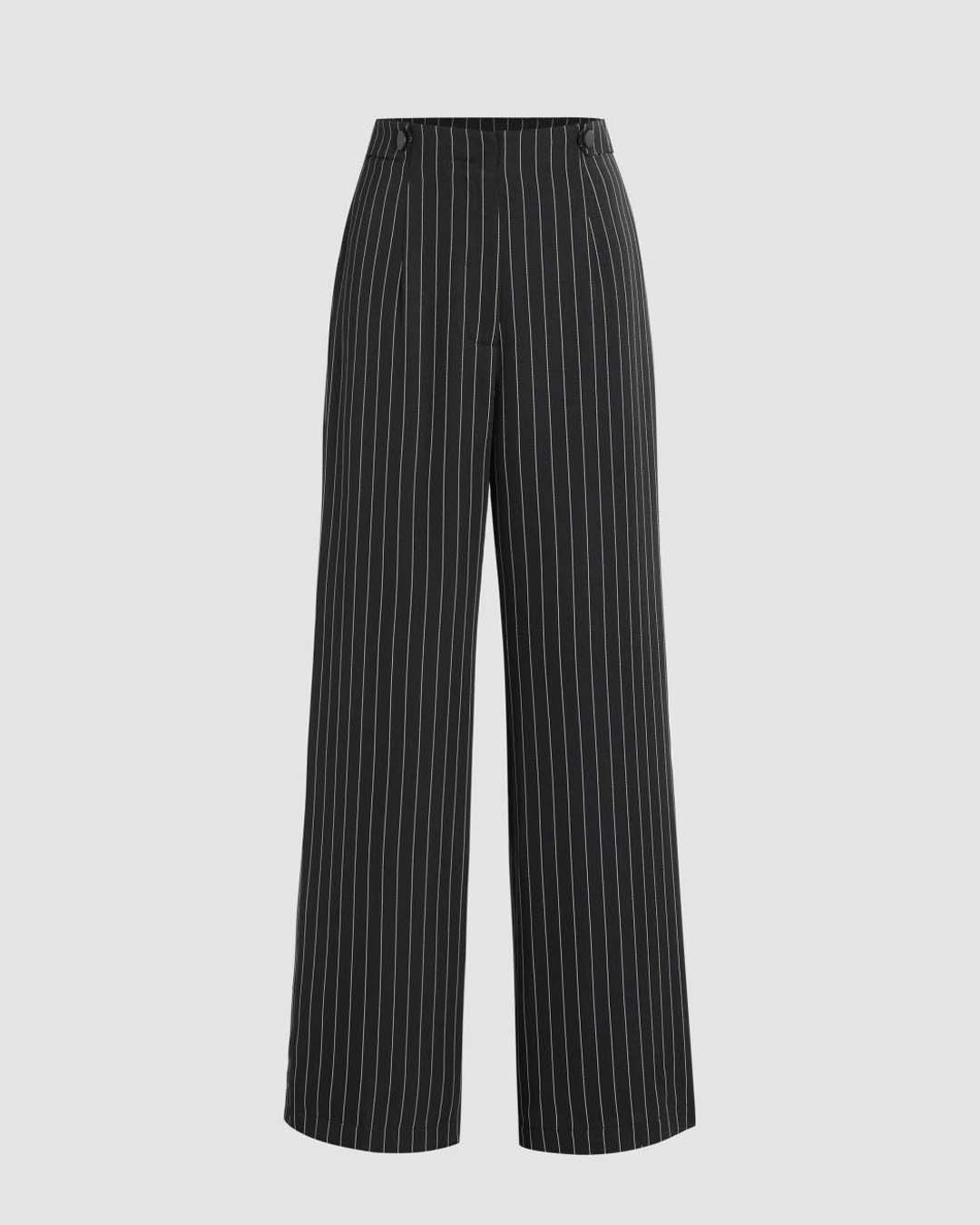 Two Piece Set of Striped Front Button Blazer & Wide Leg Pants ...