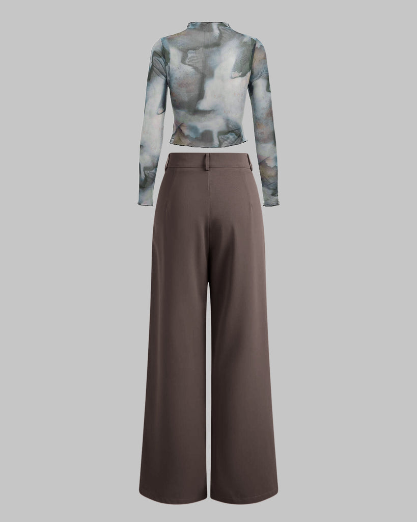 Cloud illusion tops and korean style trousers