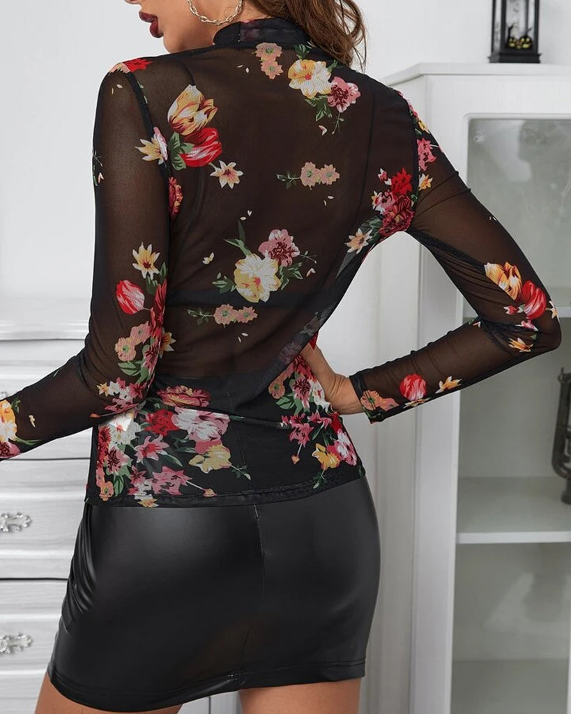 Back view of Floral Printed top 