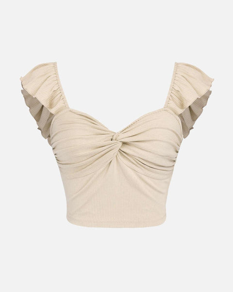Oyster Pink Ruched Bust Crop Tee