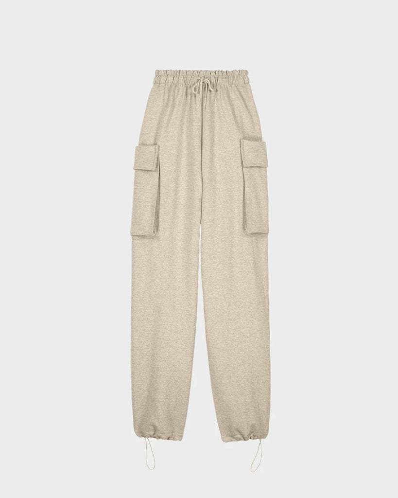 High Waist Wide Balloon Fit Cargo Pant In Offwhite