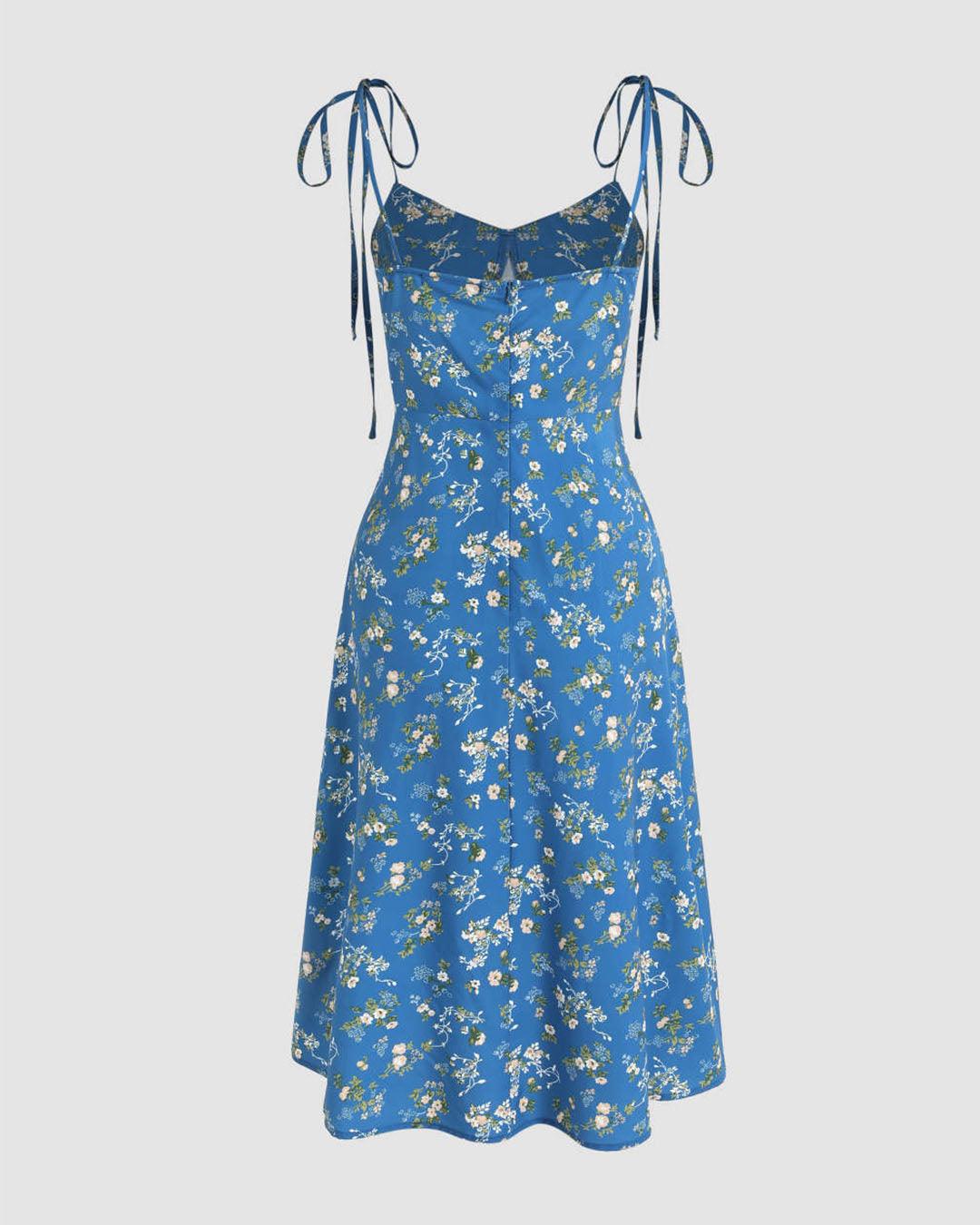 Floral Printed Blue Summer Dress – Littlebox India