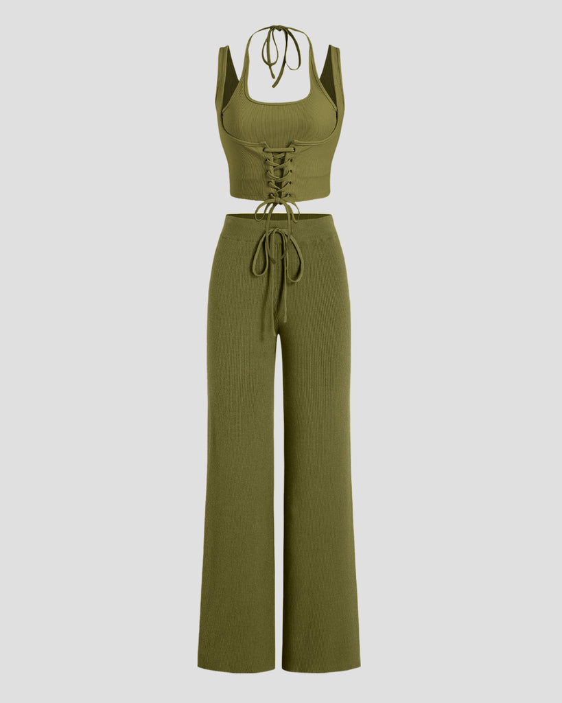 Corset Top and Trouser in Army Green