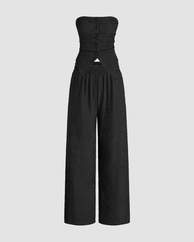 Tube top and wide-leg pants in black