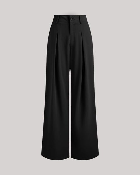 Black Twill Korean Baggy Pants, Buy Wide Legged Trousers