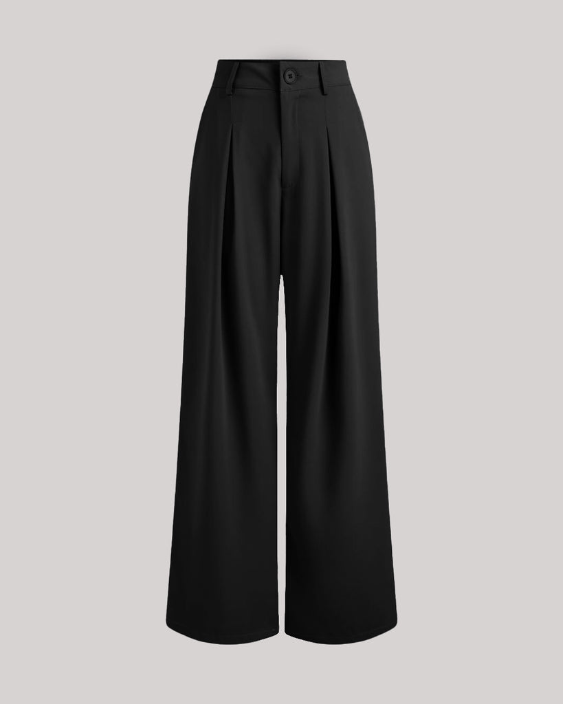 Front side of black korean baggy trousers