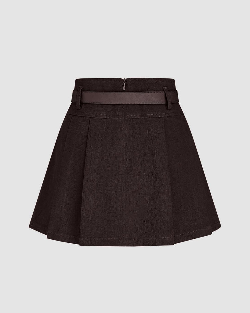A-Line Pleated Skirt in Chocolate Brown - Littlebox India