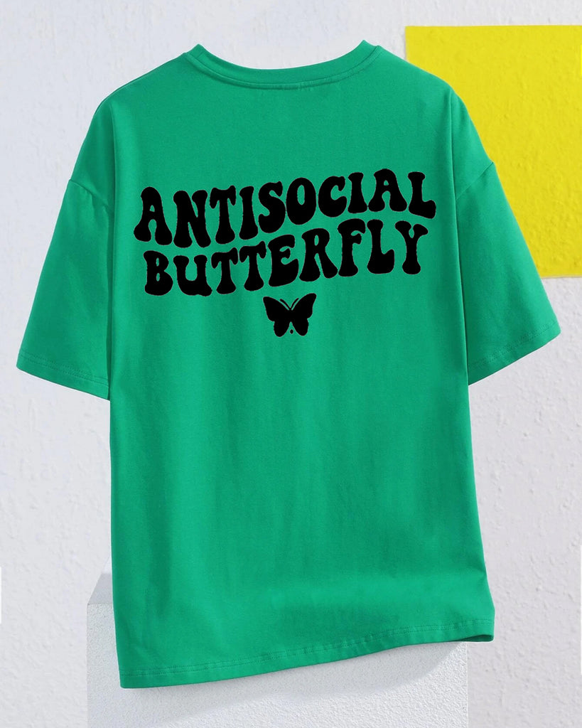 Anti social butterfly oversized tshirt green