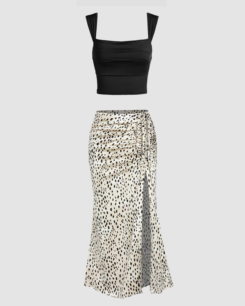 Black Top And Leopard Print Midi Skirt Littlebox India black-top-and-leopard-print-midi-skirt-littlebox-india