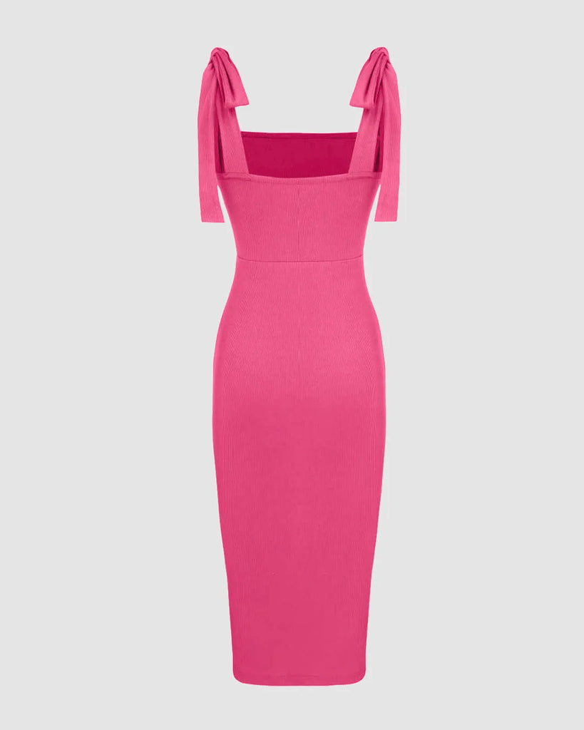 Casual Loungewear Slit One Piece Dress In Hot Pink