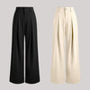 Front view of Combo of black and off-white Korean style baggy trousers with wide legs, pleated front, and relaxed fit.