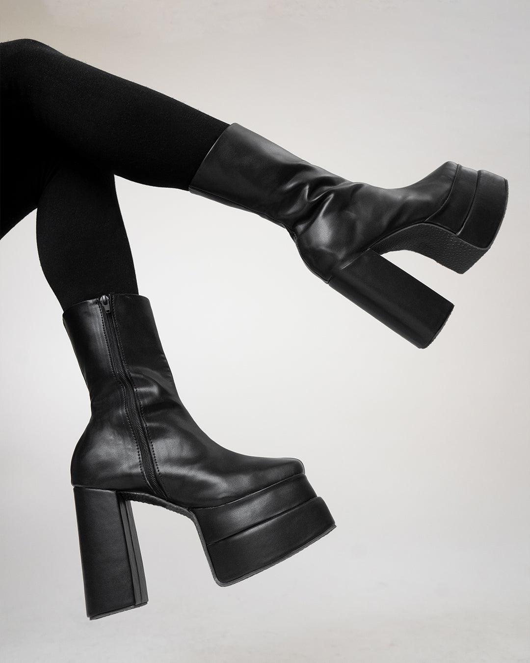 Customer photo 1 of High Heel Platform Boots in Black