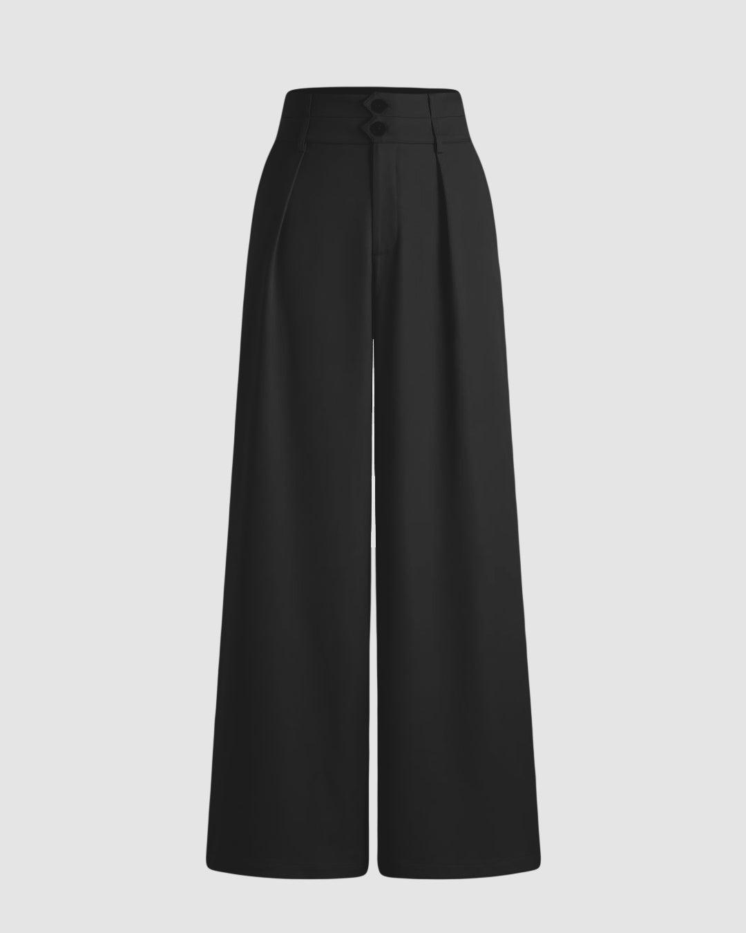 パンツ 23SS WIDE-LEG PLEATED PANTS Pleated Wide Leg Trousers In Black - Littlebox India