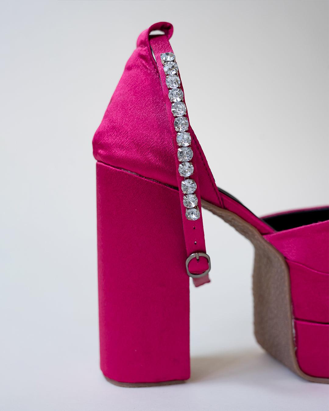 Rhinestone Platform Pink Heels - Littlebox India