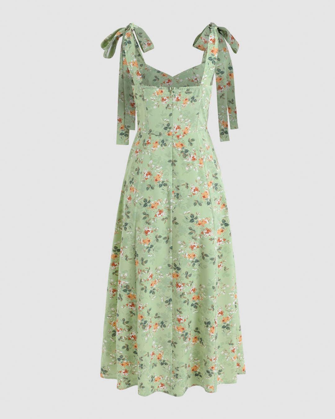 Tropical Floral Printed Green Long Dress – Littlebox India
