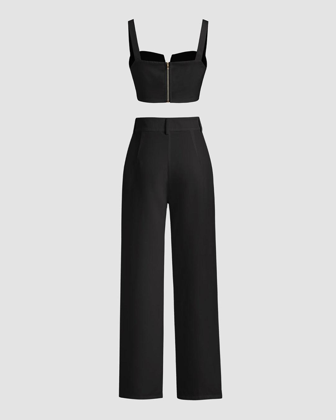 Two Piece Set: Black Top With Trouser Littlebox India