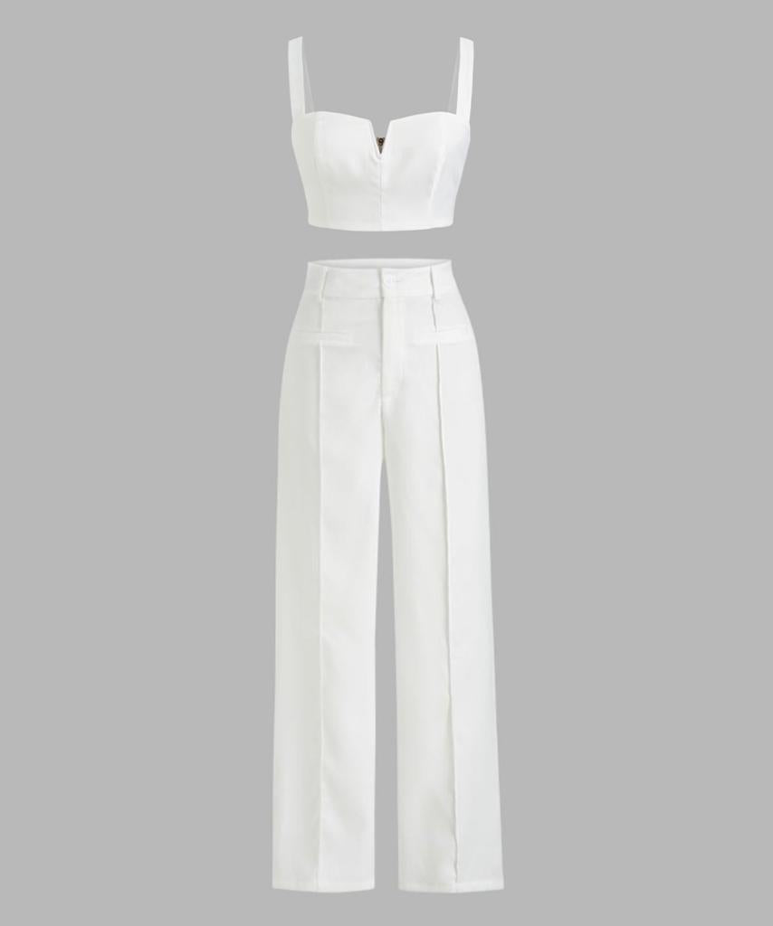 Aesthetics Top With Wide legged Trouser in White
